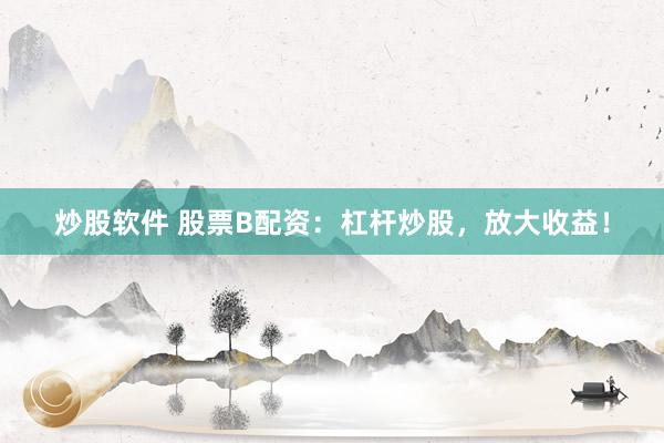 炒股软件 股票B配资：杠杆炒股，放大收益！