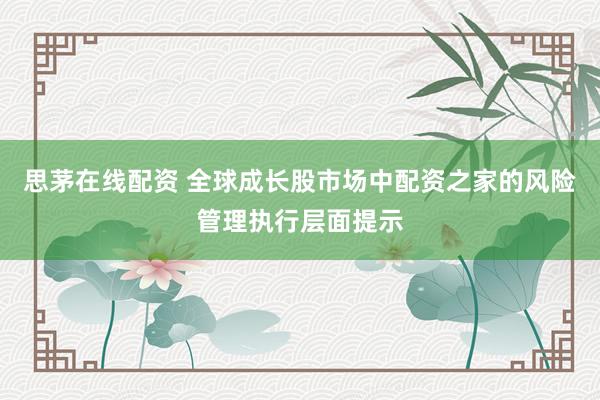 思茅在线配资 全球成长股市场中配资之家的风险管理执行层面提示